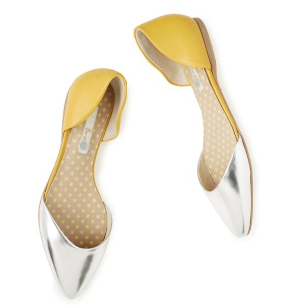 Boden Silver and Yellow Pointed Toe Flats Size 41/ US 9.5